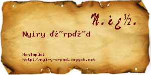 Nyiry Árpád névjegykártya